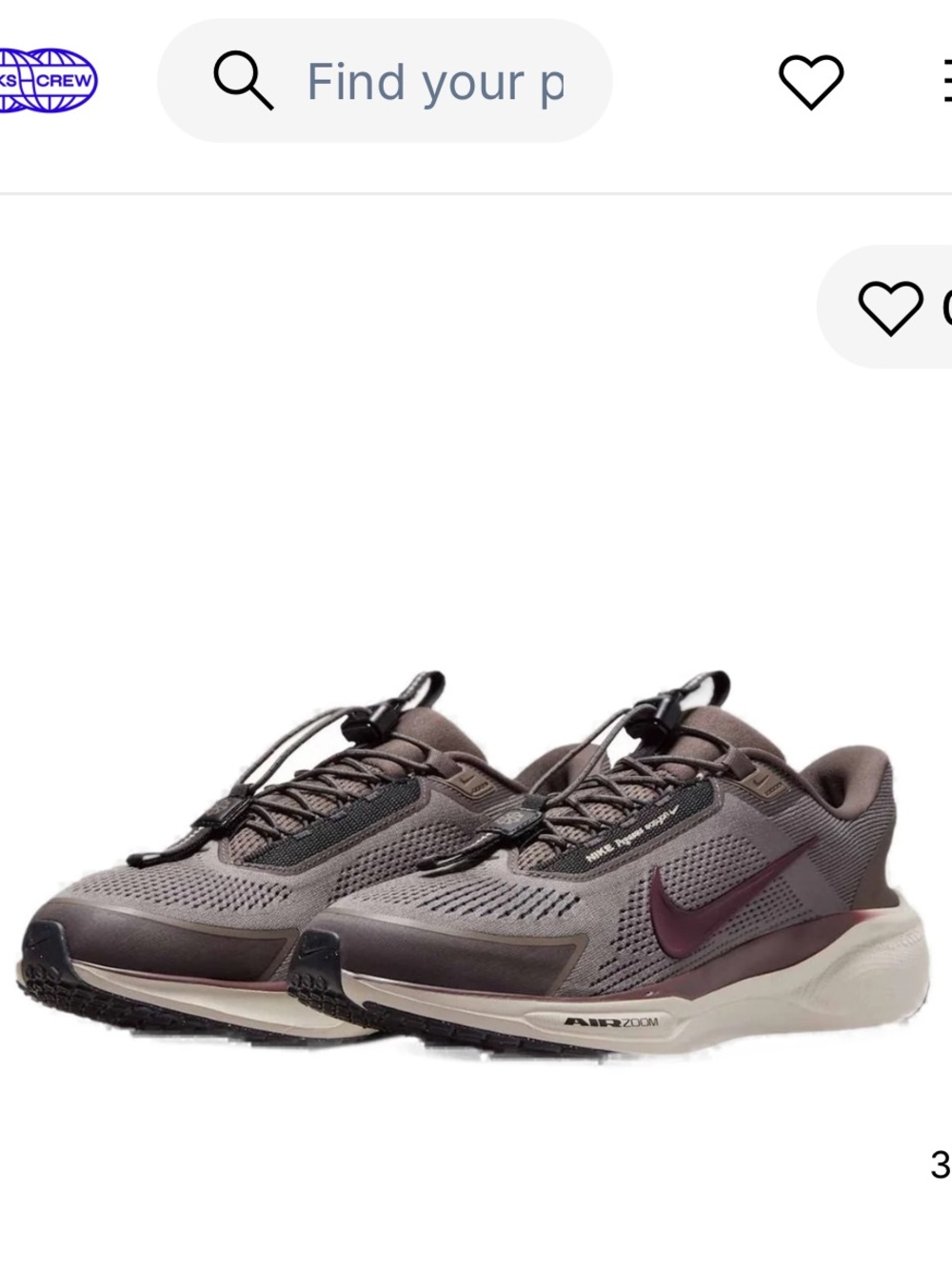 Nike Running Pegasus 41 Easy on  Shoes in Taupe with Burgundy Swoosh W 7.5 / M 6